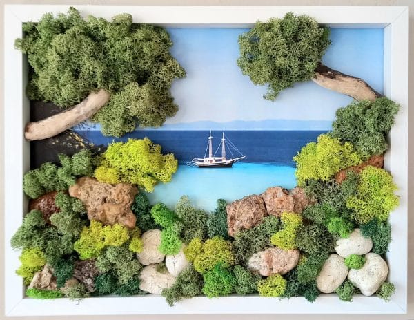 Картина със скандинавски мъх "Кораб в морето"