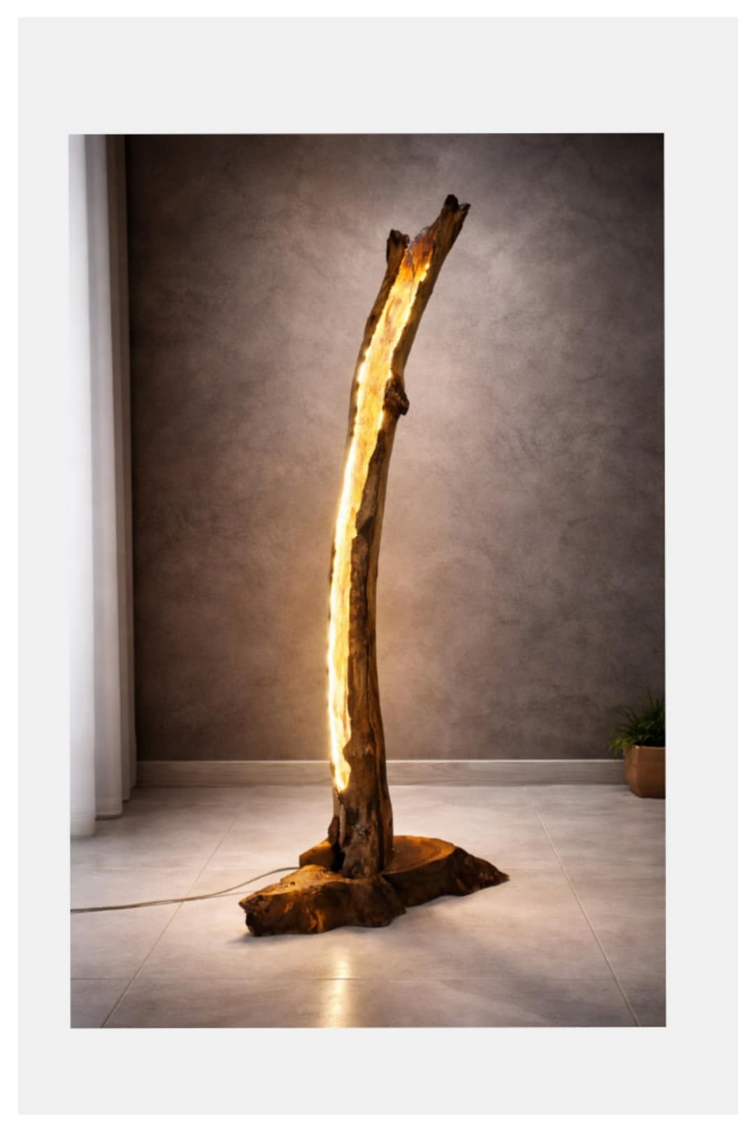 Уникална дизайнерска лампа от естествено дърво - Image 2