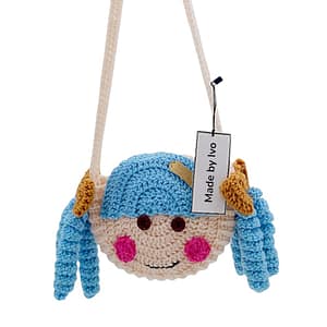 Детска плетена чанта "Момиче със синя коса"