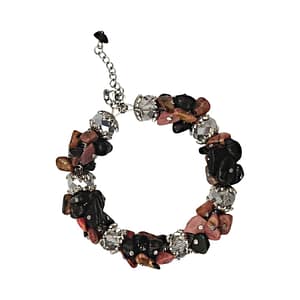 Гривна от естествени камъни в червено и черно