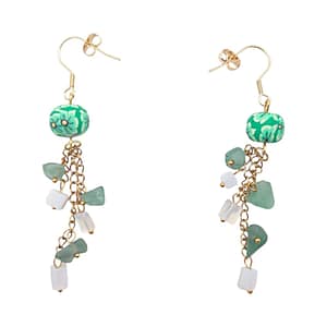 Висящи обици с естествени камъни в зелено