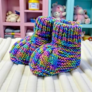 Снимка на бебешки терлици - син, розов, жълт меланж