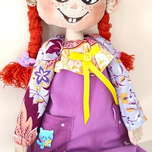 Кукла Пипи дълъг чорап ,ръчна изработка.