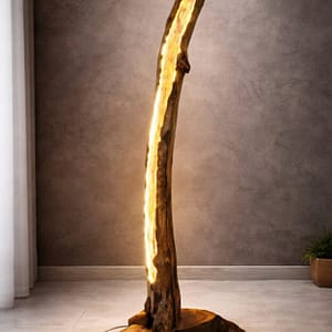 Уникална дизайнерска лампа от естествено дърво